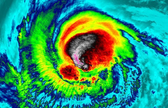 satellite image of a hurricane (CC BY Nasa Goddard)